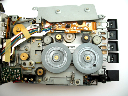 Cassette deck with belts removed
