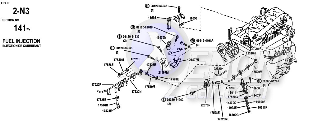 XenonZcar.com Z31 Parts Fiche FUEL INJECTION Section 2N-3-141